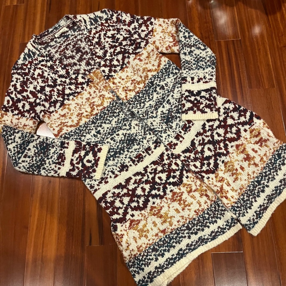 Margeaux Ellie Cardigan Sweater‎ Long Sleeve Geometric Boho Print Extra Large XL